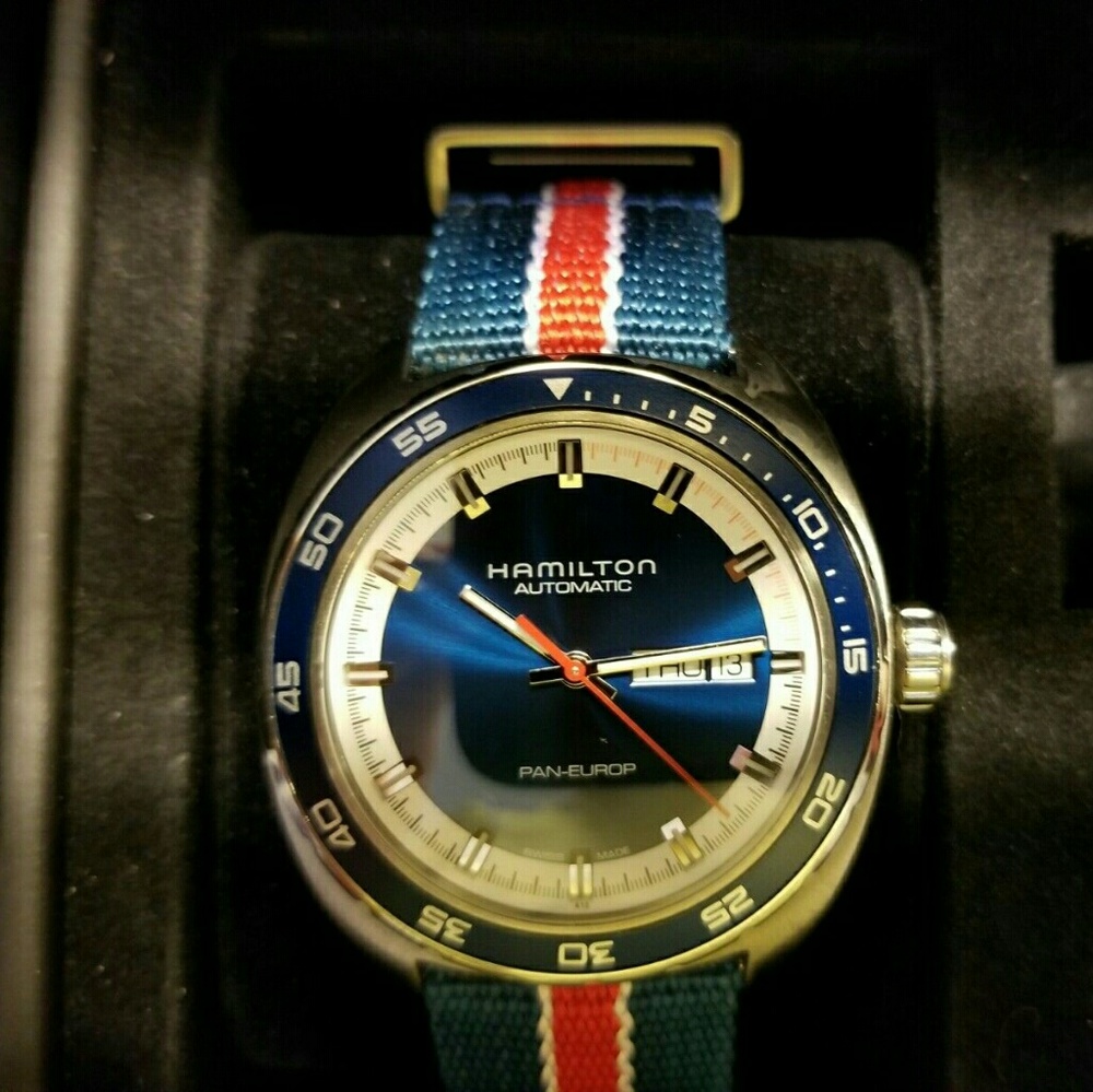 Hamilton Pan Europ Blue Dial Day-Date Automatic